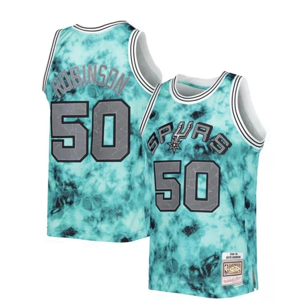 Mitchell & Ness David Robinson San Antonio Spurs Tie Dye Jersey 50 Teal SMJY4922